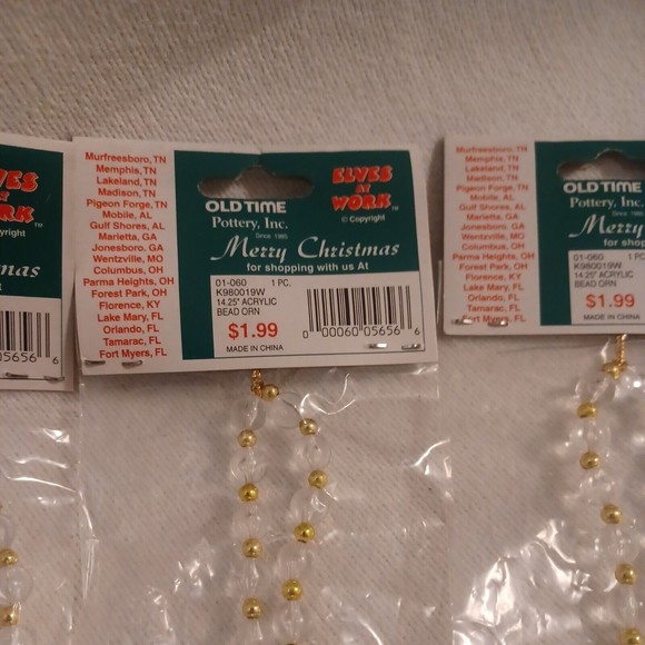 Glass and Gold Ornaments Dangle Elves At Work Old Time Pottery Lot of 4 - Picture 5 of 5